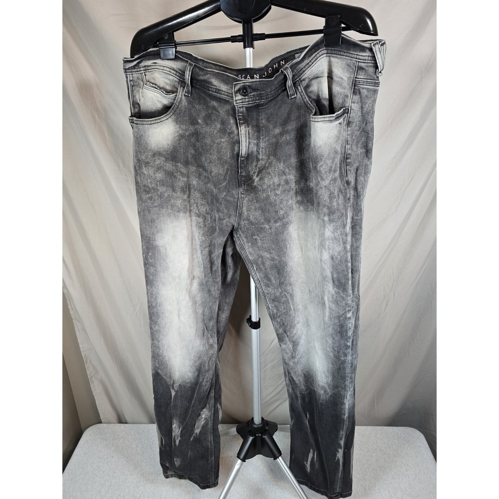 Sean John Men's Jeans Size W42xL34 Black Garnet Athlete Relaxed Tapered Stretch
